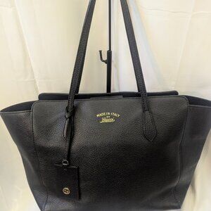 Gucci Black Leather Swing Tote